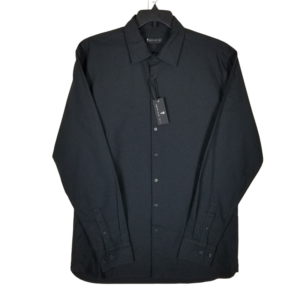 American Tall Button Down Shirt Men XL Tall Black AM-BS-10861 Cotton Long Sleeve